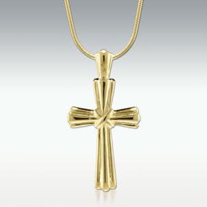 Stalked Cross Solid 14k Gold Cremation Jewelry - Engravable