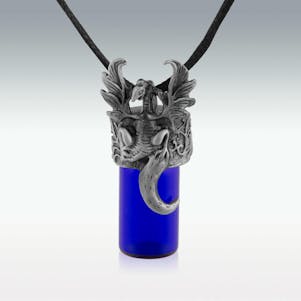 Dragon Cobalt Glass Cremation Jewelry - Engravable