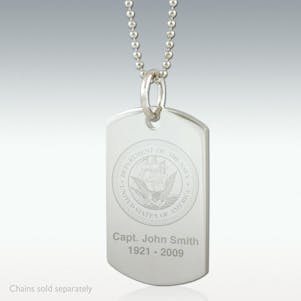 Department of the Navy Dog Tag Engraved Pendant - Silver