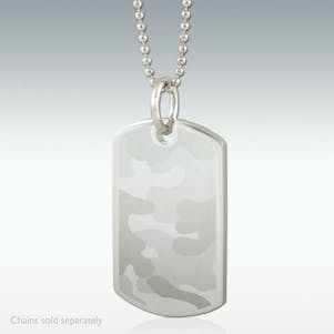 Camouflage Dog Tag Engraved Pendant - Silver