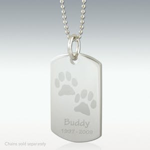 Precious Paws Dog Tag Engraved Pendant - Silver