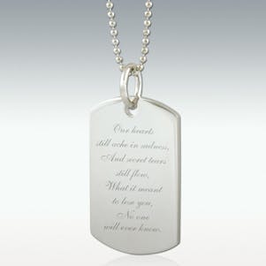 Our Hearts Still Ache Dog Tag Engraved Pendant - Silver