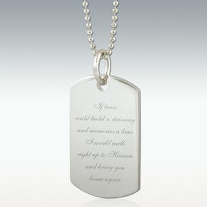If Tears Could Build Dog Tag Engraved Pendant - Silver