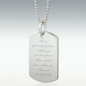 Gone Yet Not Forgotten Dog Tag Engraved Pendant - Silver