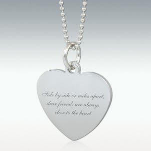 Side by Side Engraved Heart Pendant - Silver