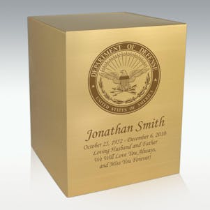 Department of Defense Bronze Cube Cremation Urn - Engravable