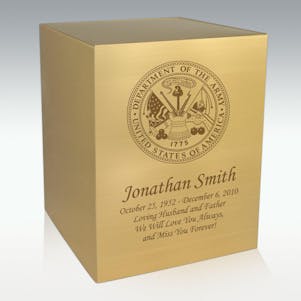 Department of the Army Bronze Cube Cremation Urn - Engravable