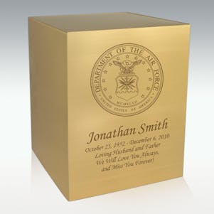 Department of the Air Force Bronze Cube Cremation Urn-Engravable