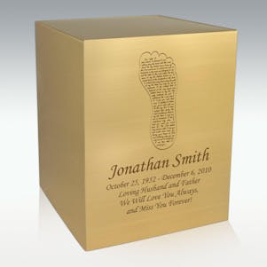 Footprints In The Sand Bronze Cube Cremation Urn - Engravable