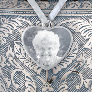 Photo Eternal Embrace Silver Heart Urn Pendant - Engravable