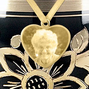 Photo Eternal Embrace Gold Heart Urn Pendant - Engravable