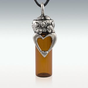 Mother & Child Brown Glass Memorial Jewelry - Engravable