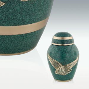 Wings Olive Brass Keepsake Cremation Urn - Engravable