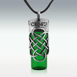 Intertwine Celtic Green Glass Memorial Jewelry - Engravable