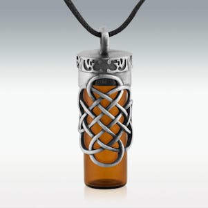 Intertwine Celtic Brown Glass Memorial Jewelry - Engravable