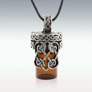 Celtic Heart Brown Glass Memorial Jewelry - Engravable