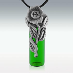 Extra Large Flower Green Glass Cremation Jewelry - Engravable