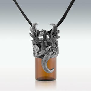Dragon Brown Glass Cremation Jewelry - Engravable