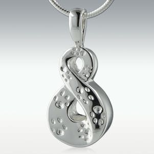 Paw Print Infinity 14k White Gold Cremation Jewelry-Engravable