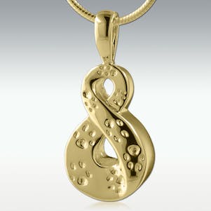 Paw Print Infinity Solid 14k Gold Cremation Jewelry-Engravable
