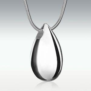 Teardrop Solid 10k White Gold Cremation Jewelry