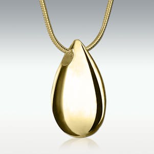 Teardrop 14k Gold Vermeil Cremation Jewelry - Engravable