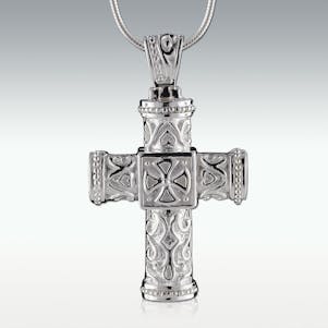 Old World Cross Sterling Silver Cremation Jewelry - Engravable