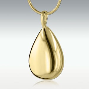 Timeless Teardrop Solid 14k Gold Cremation Jewelry -Engravable