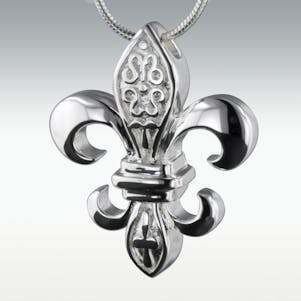 Fleur-de-lis Sterling Silver Cremation Jewelry - Engravable