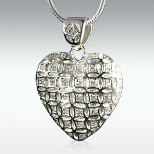 Eternity Heart 14k White Gold Cremation Jewelry - Engravable
