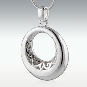 Eternity Circle Sterling Silver Cremation Jewelry - Engravable
