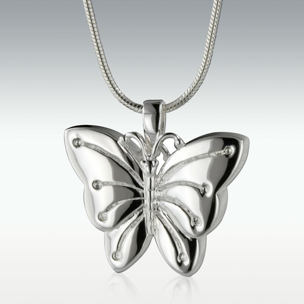Butterfly Wings Pink Lavender Sterling Silver Cremation Pendant