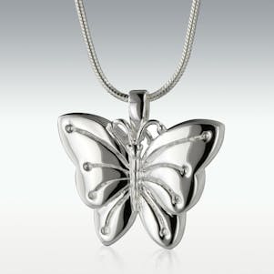 Companion Butterfly 14k White Gold Cremation Jewelry-Engravable
