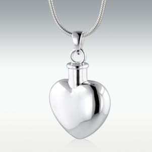 Everlasting Heart 14k White Gold Cremation Jewelry - Engravable