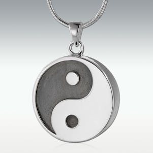 Yin-Yang 14k White Gold Cremation Jewelry - Engravable