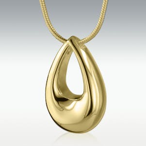 Contemporary Teardrop Solid 14k Gold Cremation Jewelry
