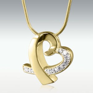 Tie Heart With Diamonds Solid 14k Gold