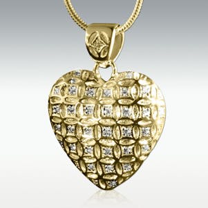 Eternity Heart Solid 14k Gold Cremation Jewelry - Engravable