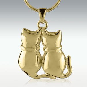 Best Friends Cat Solid 14k Gold Cremation Jewelry - Engravable
