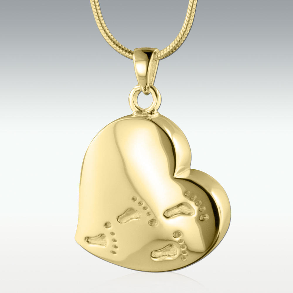 Classic Heart 14k Gold Vermeil Cremation Jewelry - Perfect Memorials