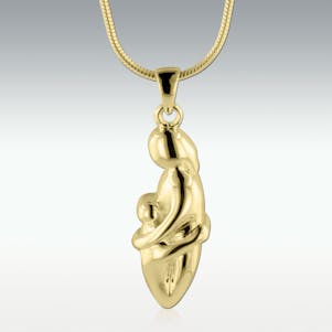 Mothers Embrace Solid 14k Gold Cremation Jewelry - Engravable