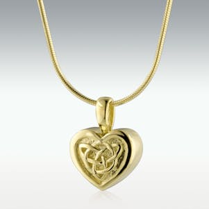 Celtic Heart Solid 14k Gold Cremation Jewelry - Engravable
