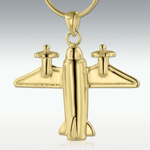 Airplane Solid 14k Gold Cremation Jewelry