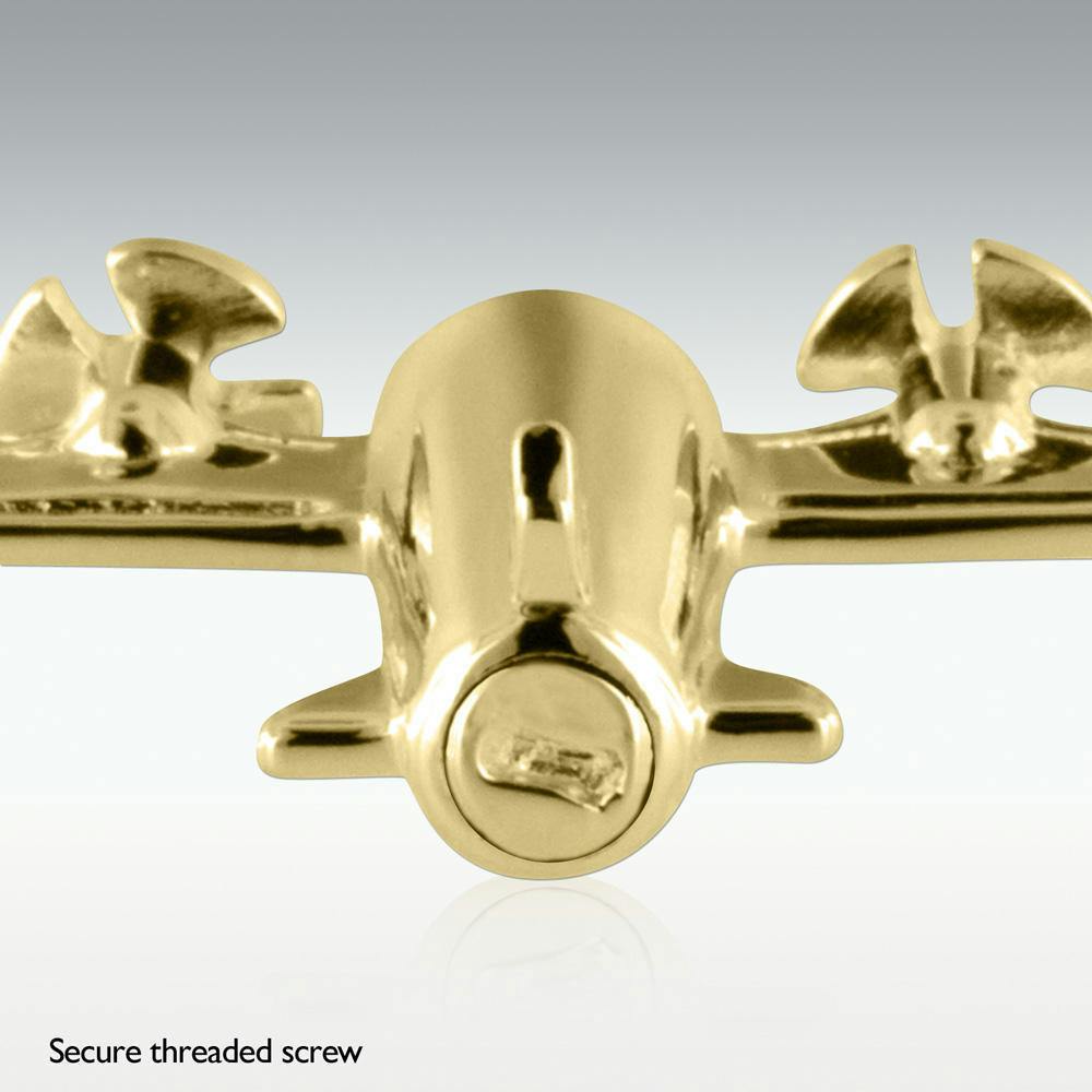 Airplane Solid 14k Gold Cremation Jewelry - Perfect Memorials