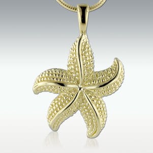 Star Fish Solid 14k Gold Cremation Jewelry - Engravable