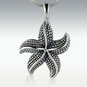 Star Fish 14k White Gold Cremation Jewelry - Engravable