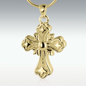 Gothic Cross Solid 14k Gold Cremation Jewelry -  Engravable