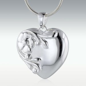 Blooming Love 14k White Gold Cremation Jewelry - Engravable