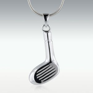 Golf Club 14k White Gold Cremation Jewelry - Engravable