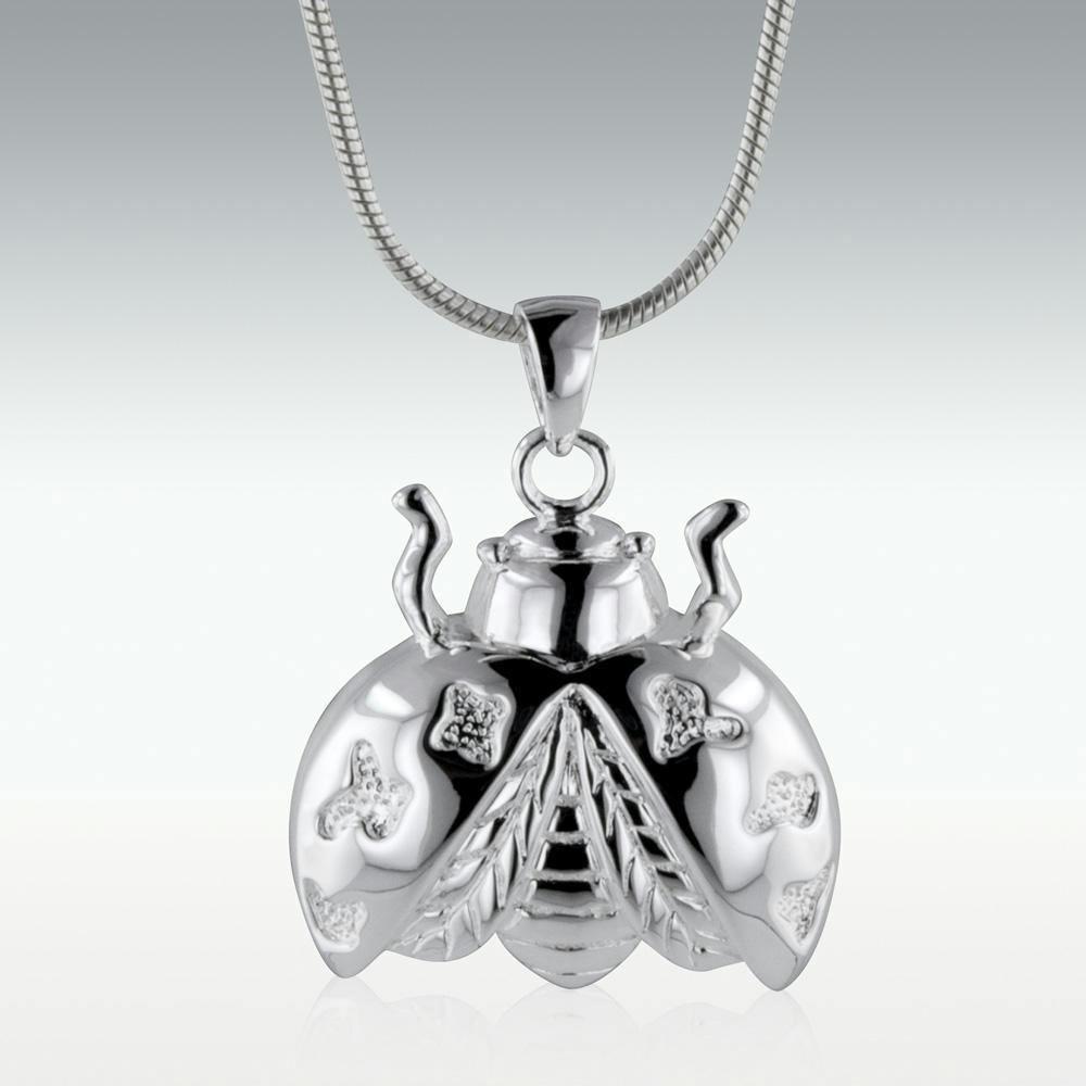 Ladybug Sterling Silver Cremation Jewelry - Engravable